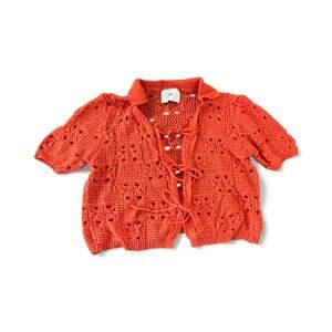 YLLW The Label Crochet Tie Front Crop Top